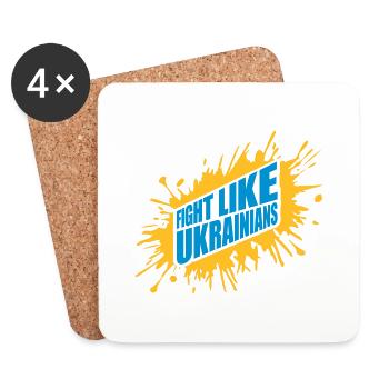 fight like ukrainians quote - Coasters (set of 4) - white - Front