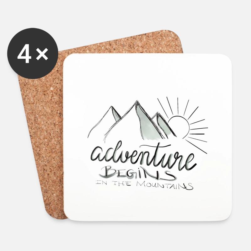 Adventure begins in the mountains! - Untersetzer (4er-Set) - Weiß