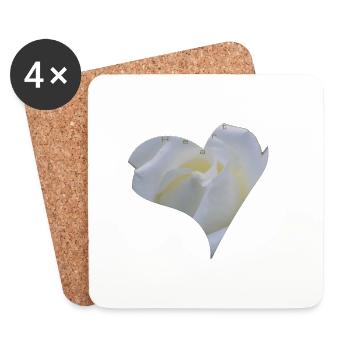Cœur de Rose Blanche - Dessous de verre (lot de 4) - blanc - Devant