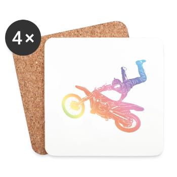 Motocross Silhouette - Dessous de verre (lot de 4) - blanc - Devant