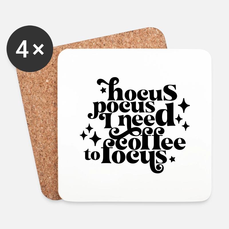 HocusPocusIneedCoffeetoFocus - Untersetzer (4er-Set) - Weiß