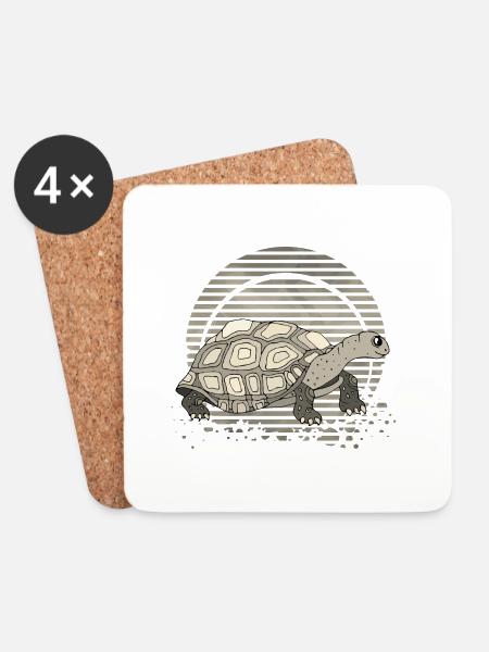 Schildkröte - Untersetzer (4er-Set) - Weiß