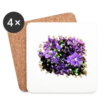 lila Blumen Wiese - Untersetzer (4er-Set) - Weiß - Vorne
