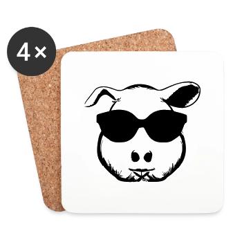 Guinea Pig Cool Sunglasses Funny Vector 6 - Coasters (set of 4) - white - Front