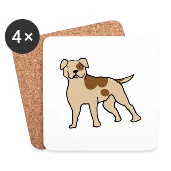 Bouledogue américain - Dessous de verre (lot de 4) - blanc - Devant