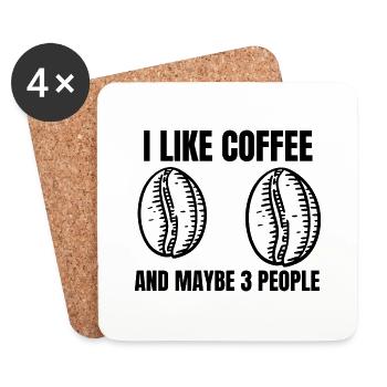 Café Tasse Caféine Cadeau Café en grains - Dessous de verre (lot de 4) - blanc - Devant