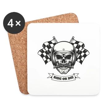 Totenkopf Motorradfahrer Ride Or Die - Untersetzer (4er-Set) - Weiß - Vorne