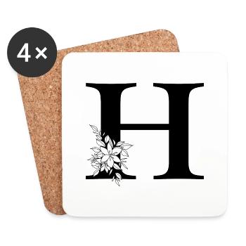 Letter H - Coasters (set of 4) - white - Front