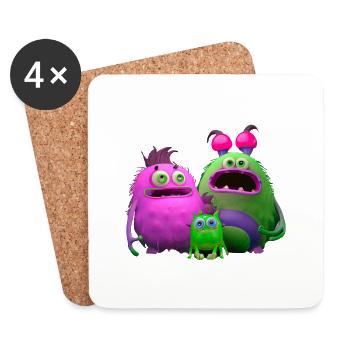 Monster Familie - Untersetzer (4er-Set) - Weiß - Vorne