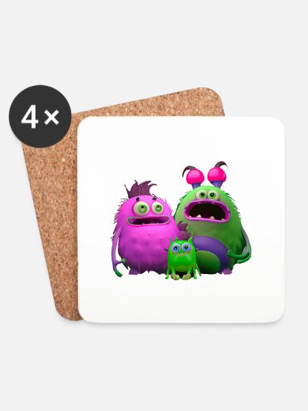 Monster Familie - Untersetzer (4er-Set) - Weiß