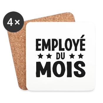 Employé Du Mois Employee of the Month Récompense - Dessous de verre (lot de 4) - blanc - Devant