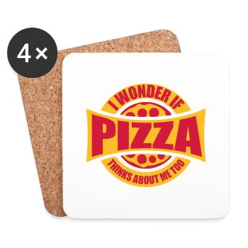 pizza thinks about me - Untersetzer (4er-Set) - Weiß - Vorne