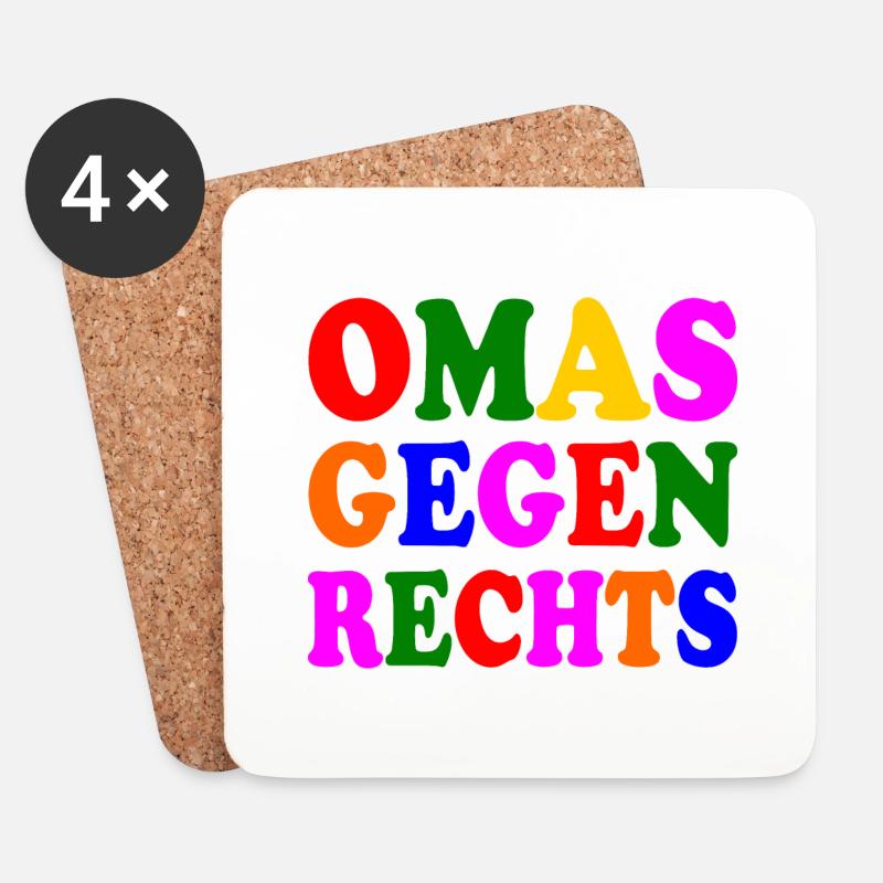 Omas gegen rechts - Untersetzer (4er-Set) - Weiß