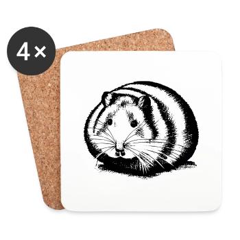 Hamster mignon animal rongeur animaux drôle animal 12 - Dessous de verre (lot de 4) - blanc - Devant