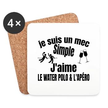 apéro et water polo - Dessous de verre (lot de 4) - blanc - Devant