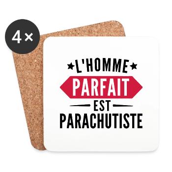 l homme parfait est parachutiste - Dessous de verre (lot de 4) - blanc - Devant