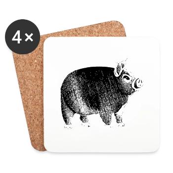 pig sweet pig pigs animal animals 7 - Coasters (set of 4) - white - Front