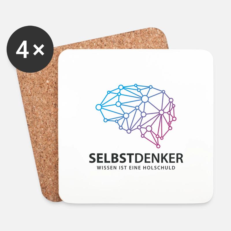SELBSTDENKER - WISSEN IST EINE HOLSCHULD - Untersetzer (4er-Set) - Weiß