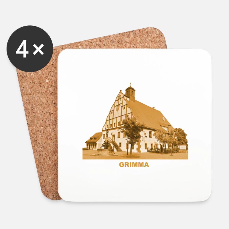 Grimma Rathaus Sachsen Leipzig Mulde - Untersetzer (4er-Set) - Weiß