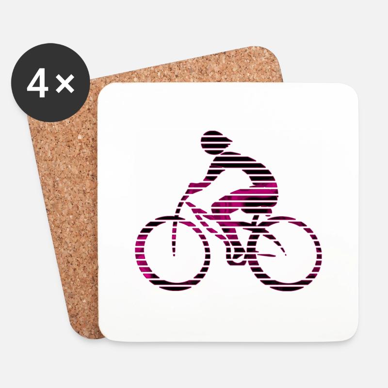 Radfahrer - Untersetzer (4er-Set) - Weiß