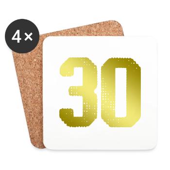 30 Zahl Trikot - Untersetzer (4er-Set) - Weiß - Vorne