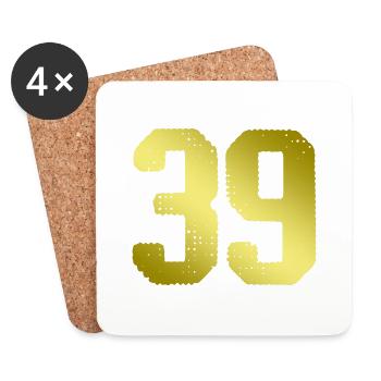 39 Zahl Trikot - Untersetzer (4er-Set) - Weiß - Vorne