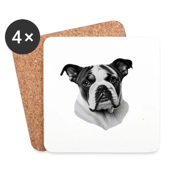 Bulldog français chien anglais 3 - Dessous de verre (lot de 4) - blanc - Devant
