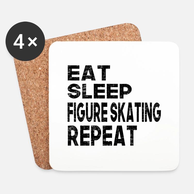 Eat Sleep Figure Skating Repeat - Untersetzer (4er-Set) - Weiß