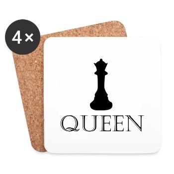 Queen - lettrage avec image - Dessous de verre (lot de 4) - blanc - Devant