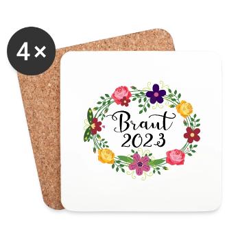 Braut 2023 Junggesellinnenabschied Heirat Hochzeit - Untersetzer (4er-Set) - Weiß - Vorne