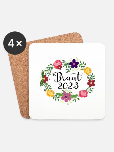 Braut 2023 Junggesellinnenabschied Heirat Hochzeit - Untersetzer (4er-Set) - Weiß