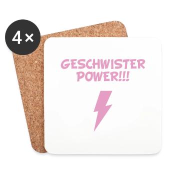 Geschwister Power Blitz Nerdy Superkraft Familie - Untersetzer (4er-Set) - Weiß - Vorne