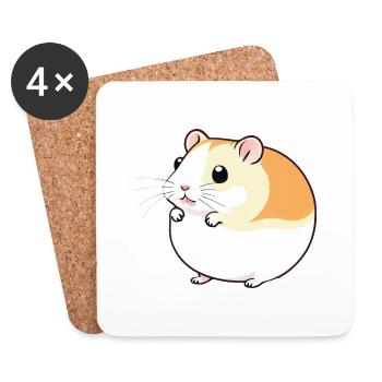 Cute Cartoon Hamster Love Pet 7 - Coasters (set of 4) - white - Front