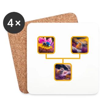 Tier Collage - Untersetzer (4er-Set) - Weiß - Vorne