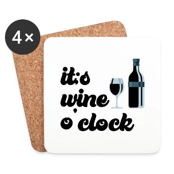 Beer Beer Wine Vino Party - Coasters (set of 4) - white - Front