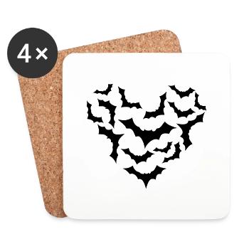 Fledermäuse Fledermaus Schwarm Halloween Herz - Untersetzer (4er-Set) - Weiß - Vorne