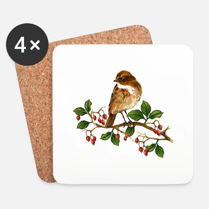 Bunter Vogel - Untersetzer (4er-Set) - Weiß