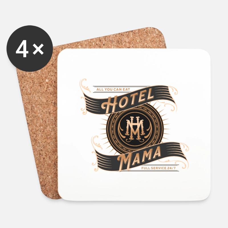 Hotel Mama - Muttertag - Lustiges Shirt - Untersetzer (4er-Set) - Weiß