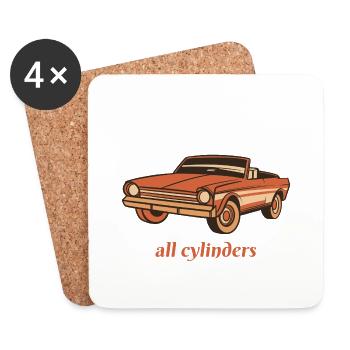 Ma voiture fonctionne toujours sur All Cylinder Car Lover - Dessous de verre (lot de 4) - blanc - Devant