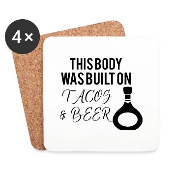 Bière Vin Whisky Schnaps Alcool - Dessous de verre (lot de 4) - blanc - Devant