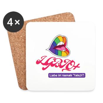 LGBTQ+ - T-Shirt - Untersetzer (4er-Set) - Weiß - Vorne