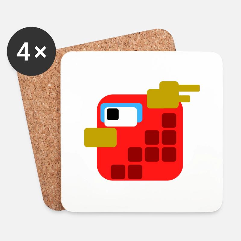 Red Bird PixelArt - Untersetzer (4er-Set) - Weiß