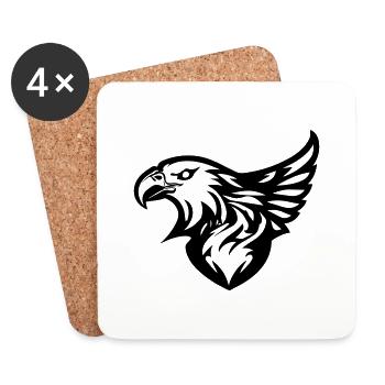 eagle's head with wing in profile on one side - Coasters (set of 4) - white - Front