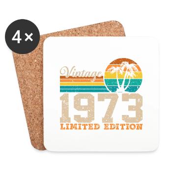 50ème Anniversaire 50 ans 1973 Cadeau Vintage - Dessous de verre (lot de 4) - blanc - Devant
