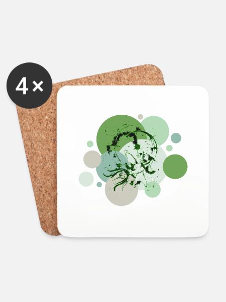 Grünes Axolotl - Untersetzer (4er-Set) - Weiß