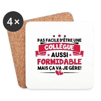 Pas facile d'être une collègue aussi formidable - Dessous de verre (lot de 4) - blanc - Devant