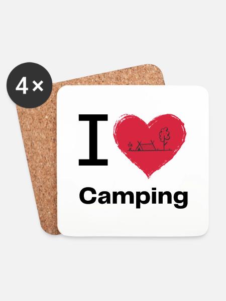 I LOVE Camping - Untersetzer (4er-Set) - Weiß
