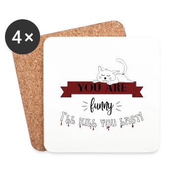 Design et cadeau pour les amoureux des chats et des animaux - Dessous de verre (lot de 4) - blanc - Devant