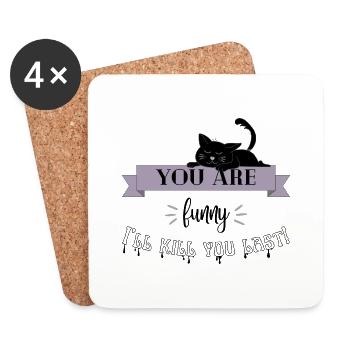 Design et cadeau pour les amoureux des chats et des animaux - Dessous de verre (lot de 4) - blanc - Devant