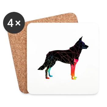 Schöner Hund - Bunter Hund - Untersetzer (4er-Set) - Weiß - Vorne